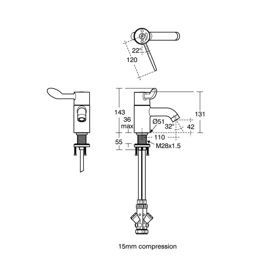 Armitage Shanks Contour 21+ Thermostatic Lever Basin Mixer
