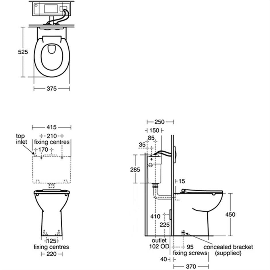 Armitage Shanks Contour 21+ Back-to-wall Raised height Rimless WC