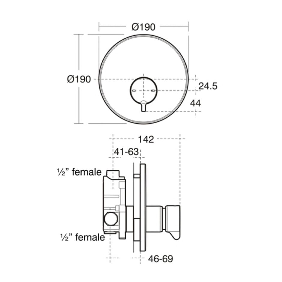 Armitage Shanks Avon 21 self closing built-in shower valve - push button