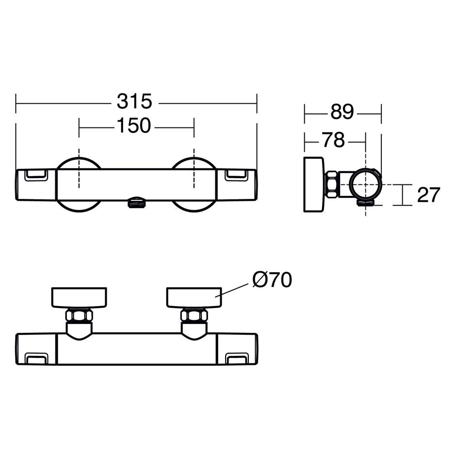 Ideal Standard Ceratherm T25 exposed thermostatic shower mixer valve