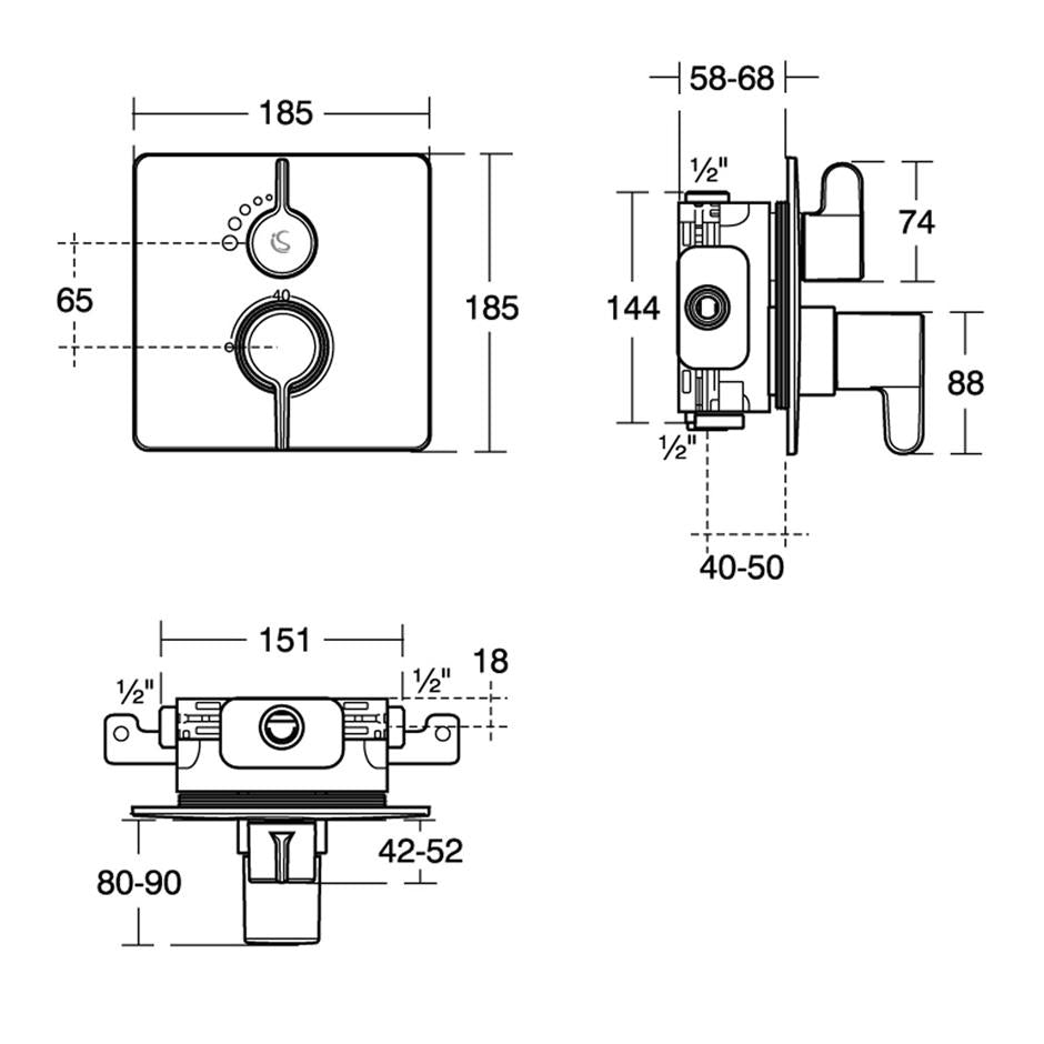 Ideal Standard Freedom Built In thermostatic shower mixer