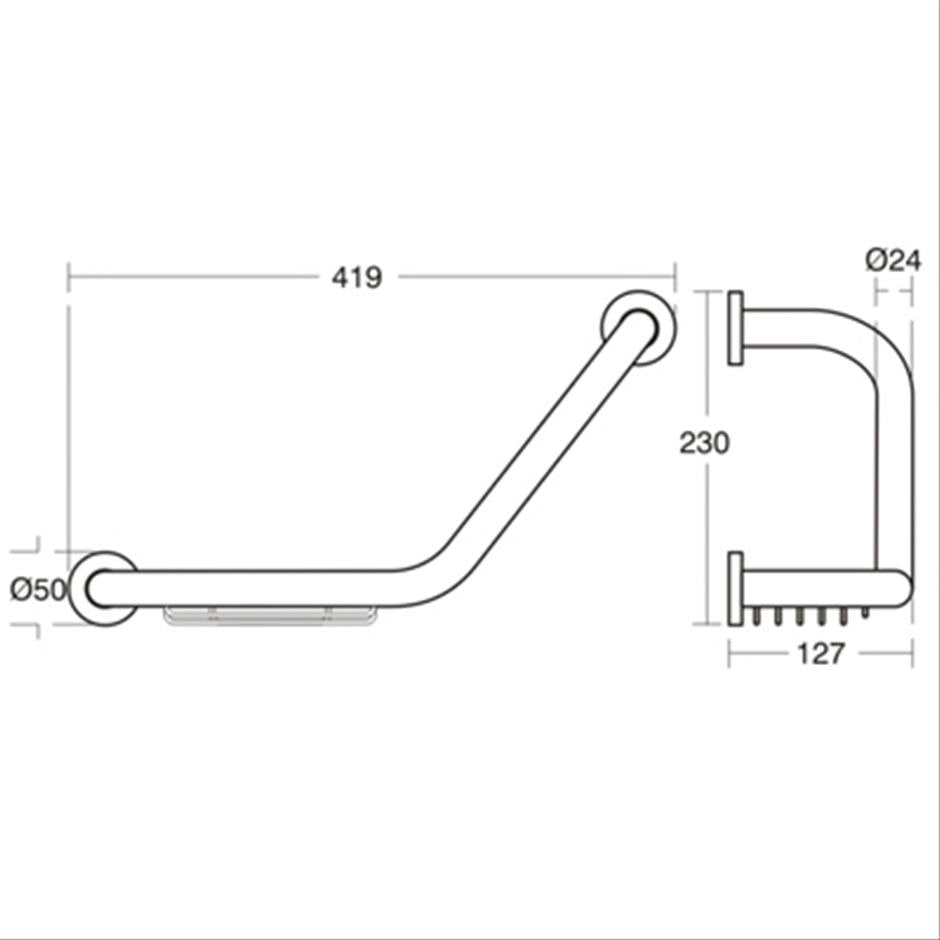 Ideal Standard IOM grab rail and soap basket- chrome