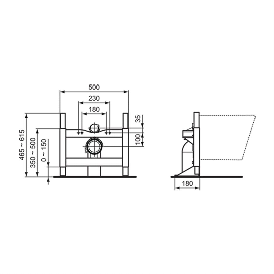 Ideal Standard Prosys free standing half frame for wall hung WCs