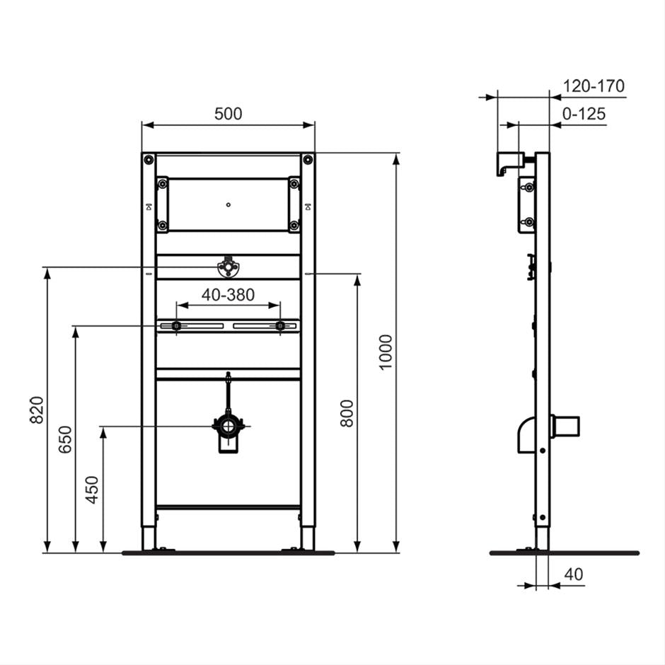 Armitage Shanks Prosys urinal frame for use with Sensorflow