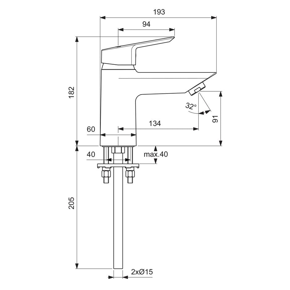 Ideal Standard Tesi single lever one hole bath filler