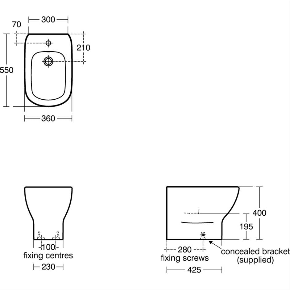 Ideal Standard Tesi Back-to-wall bidet - 1TH
