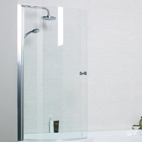 Kartell Koncept Curved P-shaped Shower Bath Screen - 6mm Glass