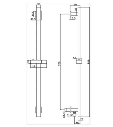 RAK Round Slide Rail Kit with 3 Function Head and Integral Wall Outlet (Adjacent Fixing Brackets)