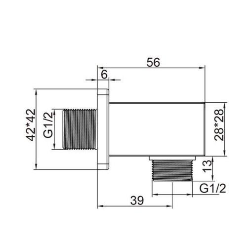 RAK Square Wall Outlet Elbow