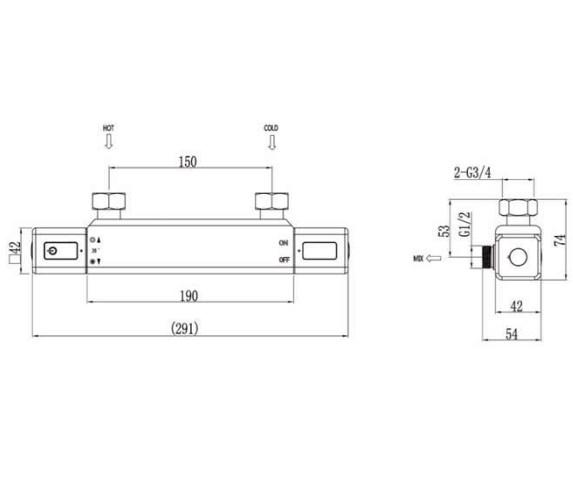 RAK-Resort Wall Mounted Exposed Thermostatic Shower Valve