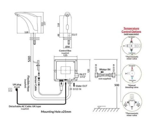 RAK-Compact Commercial Modern Deck Mounted Infra Red Tap - Silver