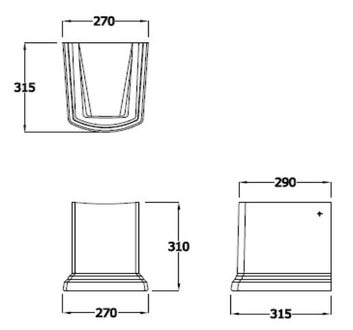 RAK-Washington Half Pedestal for 650/760mm Basin