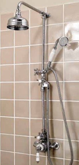 Victorian rigid riser kit and shower valve – with diverter and handset