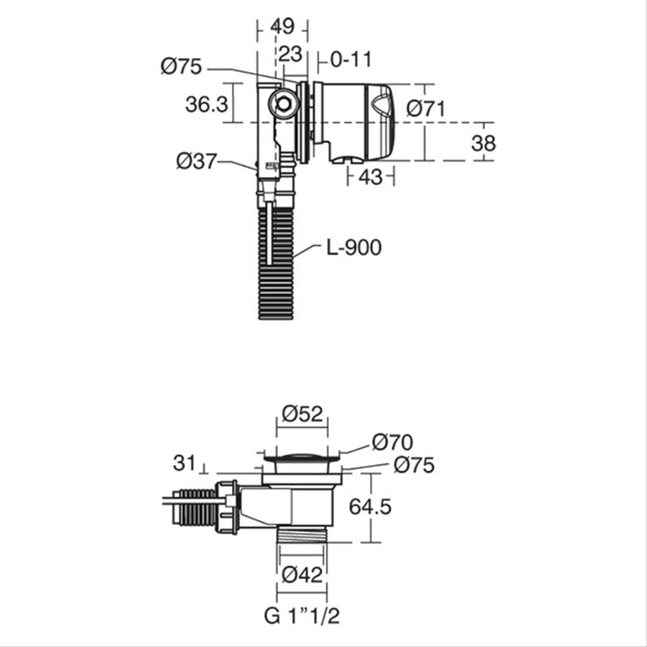 Ideal Standard Luxury pop-up bathfill waste & overflow