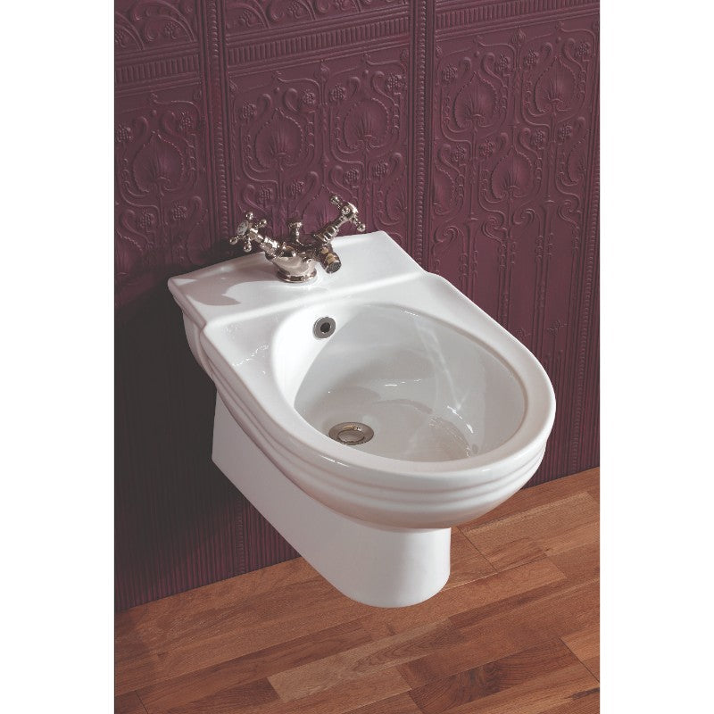 Silverdale Belgravia/Victorian White Wall Mounted Bidet - 1 Tap Hole