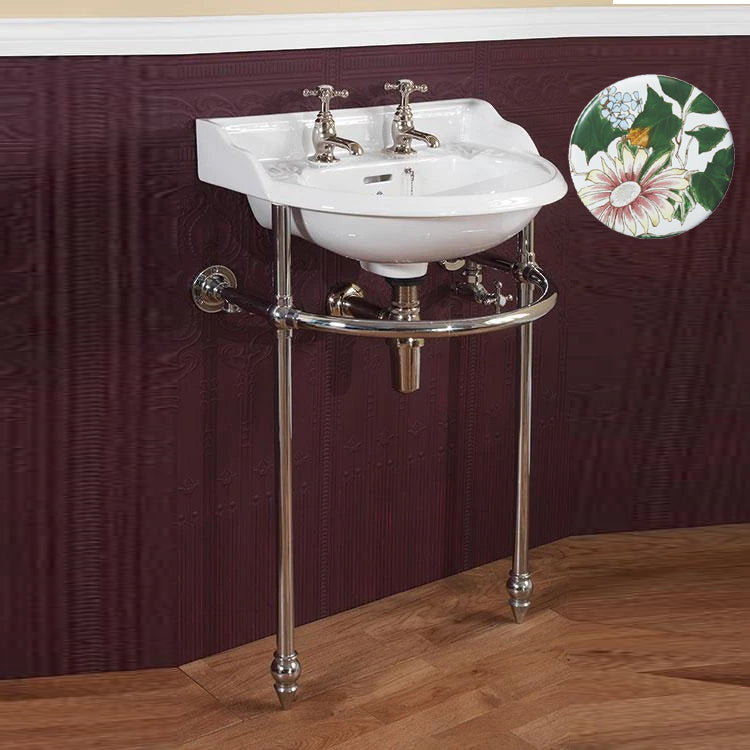 Silverdale Victorian / Belgravia Cloakroom Basin and Stand - Blue/Gadern