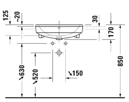 Duravit No.1 Semi-recessed 550mm Washbasin - White High Gloss