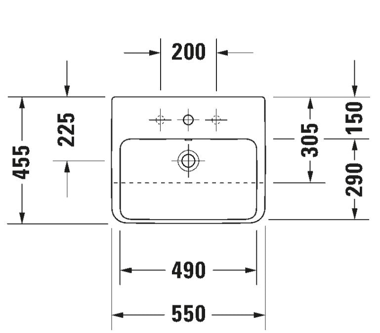 Duravit ME By Starck 550mm Semi recessed Washbasin