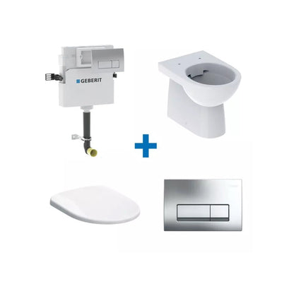 Geberit set of Selnova floor-standing WC & Delta cistern 12cm with Delta50 flush plate