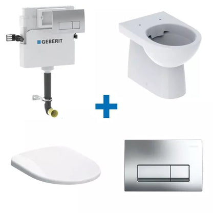 Geberit set of Selnova floor-standing WC & Delta cistern 12cm with Delta50 flush plate