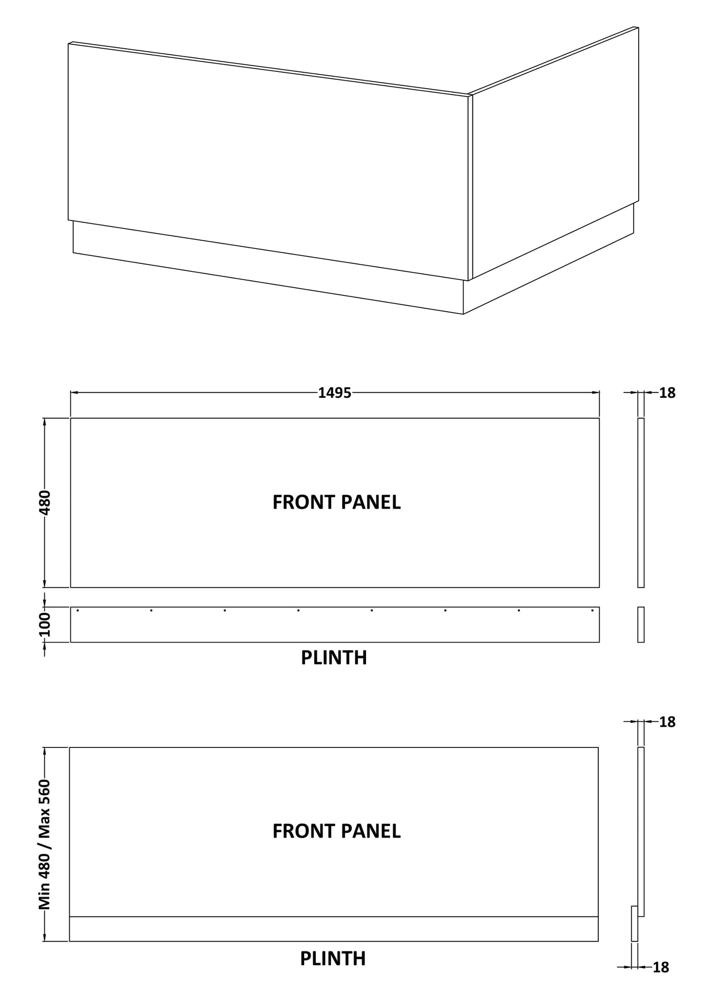 Nuie MDF/MFC Standard Front Bath Panels