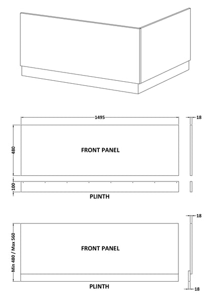 Nuie MDF/MFC Standard Front Bath Panels