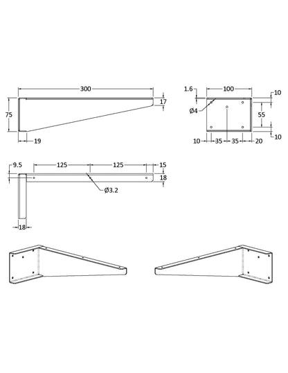 Hudson Reed Shelf Support Brackets