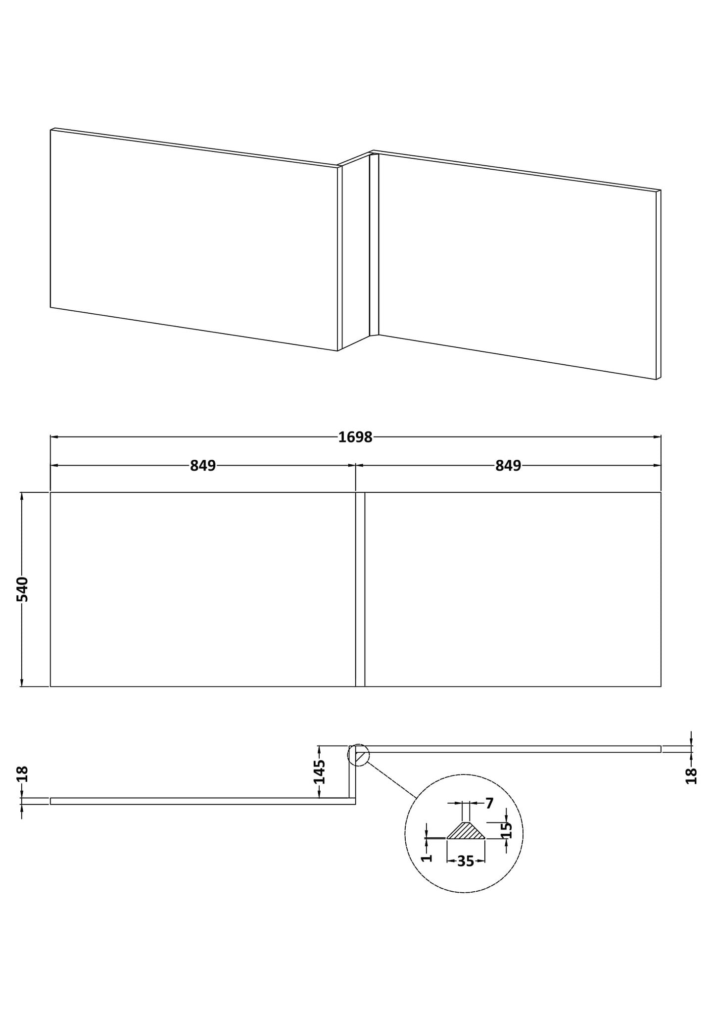 Hudson Reed Square/L-Shape 1700mm Shower Front Bath Panels