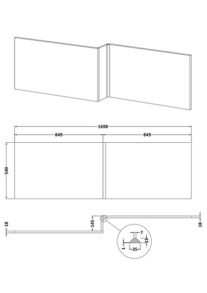 Hudson Reed Square/L-Shape 1700mm Shower Front Bath Panels