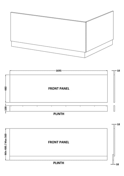 Hudson Reed Fusion & Fitted Straight Bath Front Panel