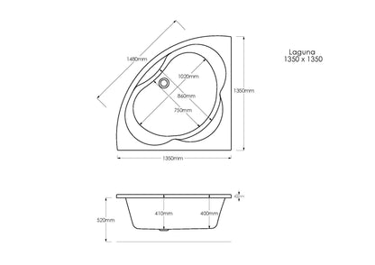 Trojan Laguna Square Corner Bath - No tap holes