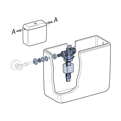 Geberit Fill Valve Type 380AG Boxed Pack, Lateral Connection, 3/8", Brass Nipple