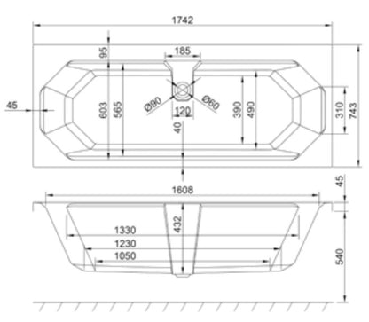 Carron Camden 1750 x 750 Double Ended Bath