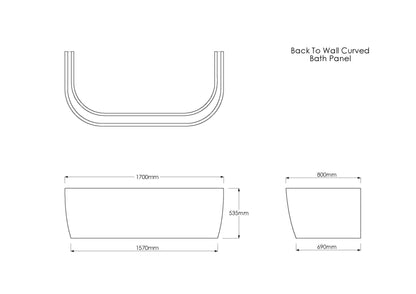 Trojan Curve D-Shaped 1700 x 800mm Bath