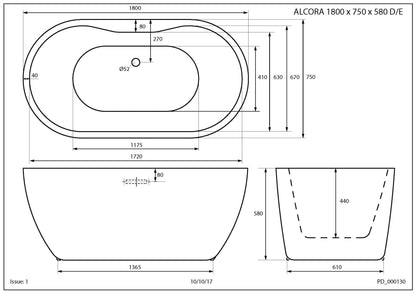 Trojan Alcora Twin Skin double-ended Bath with waste