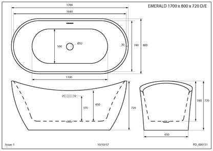 Trojan Emerald Twin Skin Contemporary Oval Bath with waste