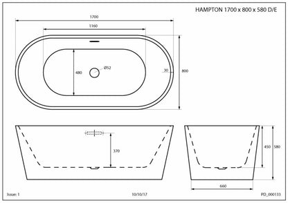 Trojan Hampton Twin Skin Traditional Classic Soak Bath with waste