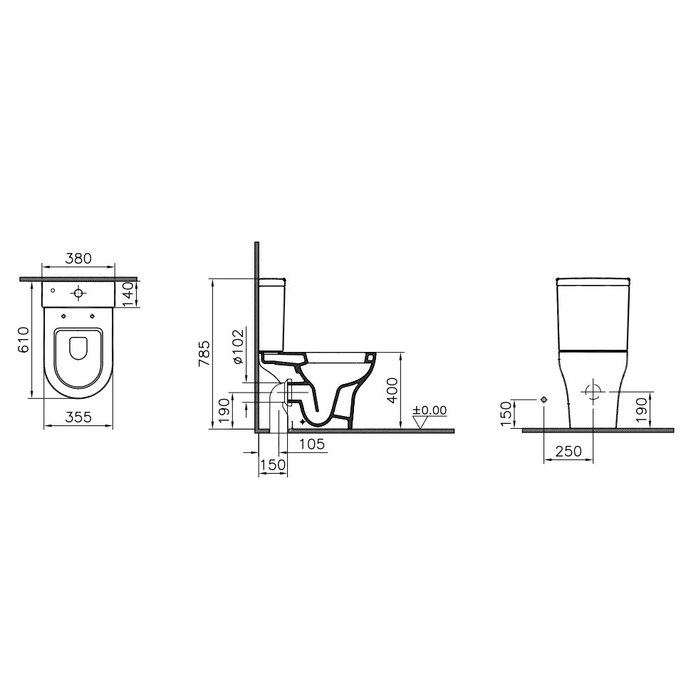 Vitra Zentrum Close Coupled WC - Open Back