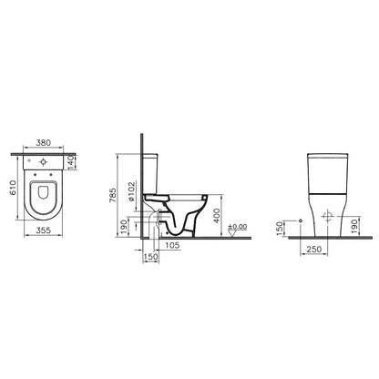 Vitra Zentrum Close Coupled WC - Open Back