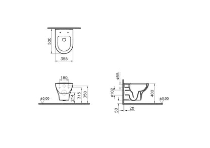 Vitra Zentrum Wall-Hung WC - Rim-Ex