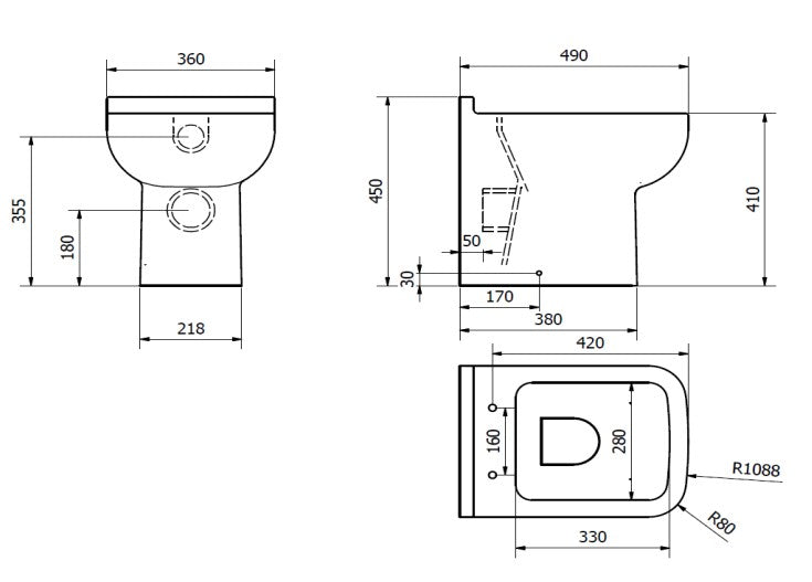 Kartell Options Rimless 600 Back To Wall Toilet