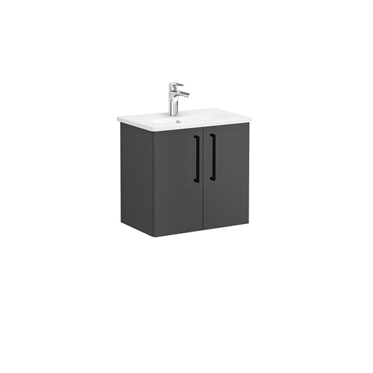 Vitra Zentrum 600mm Compact Wall Hung Washbasin Unit With 2 Doors