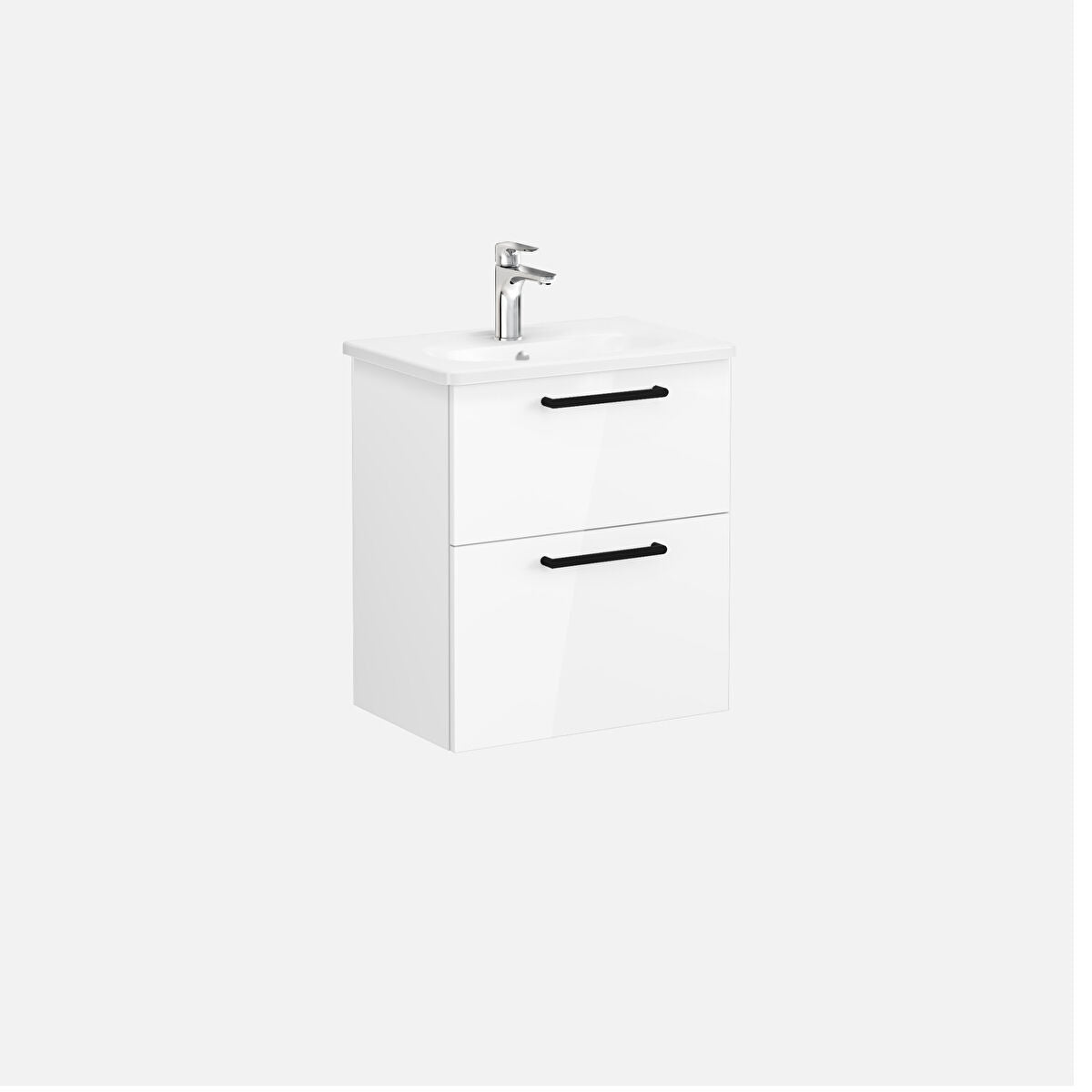 Vitra Zentrum 600mm Compact Wall Hung Washbasin Unit With 2 Drawers