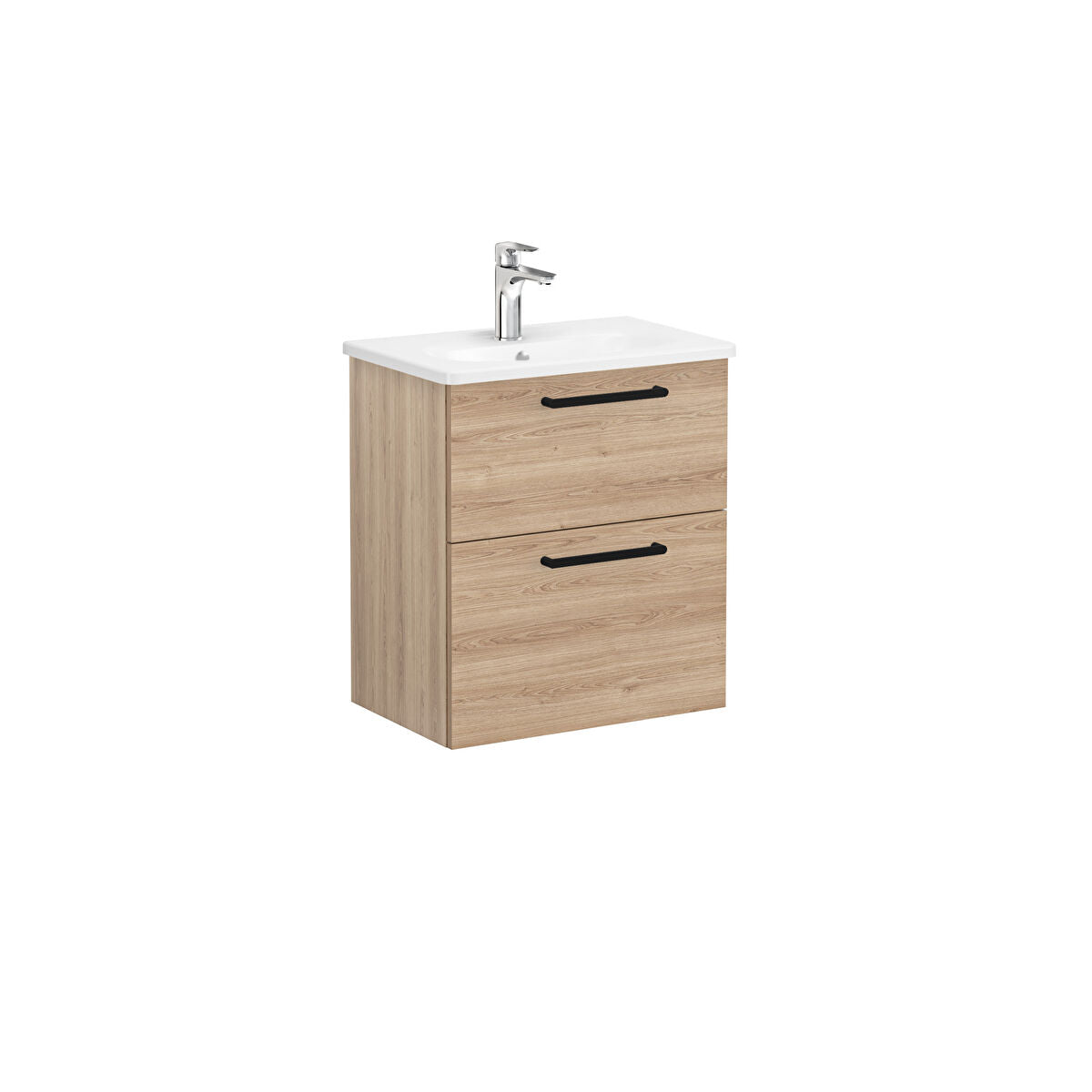 Vitra Zentrum 600mm Compact Wall Hung Washbasin Unit With 2 Drawers