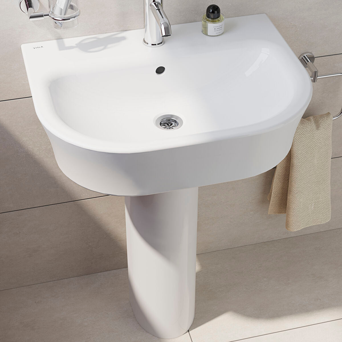 Vitra Milton 45cm Cloakroom Washbasin and Pedestal