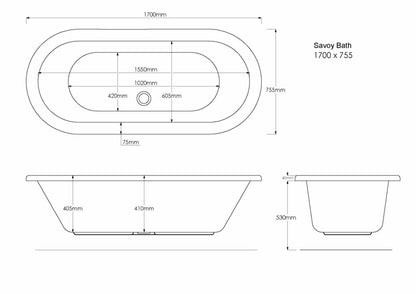 Trojan Savoy Double Ended Skirted Bath - White