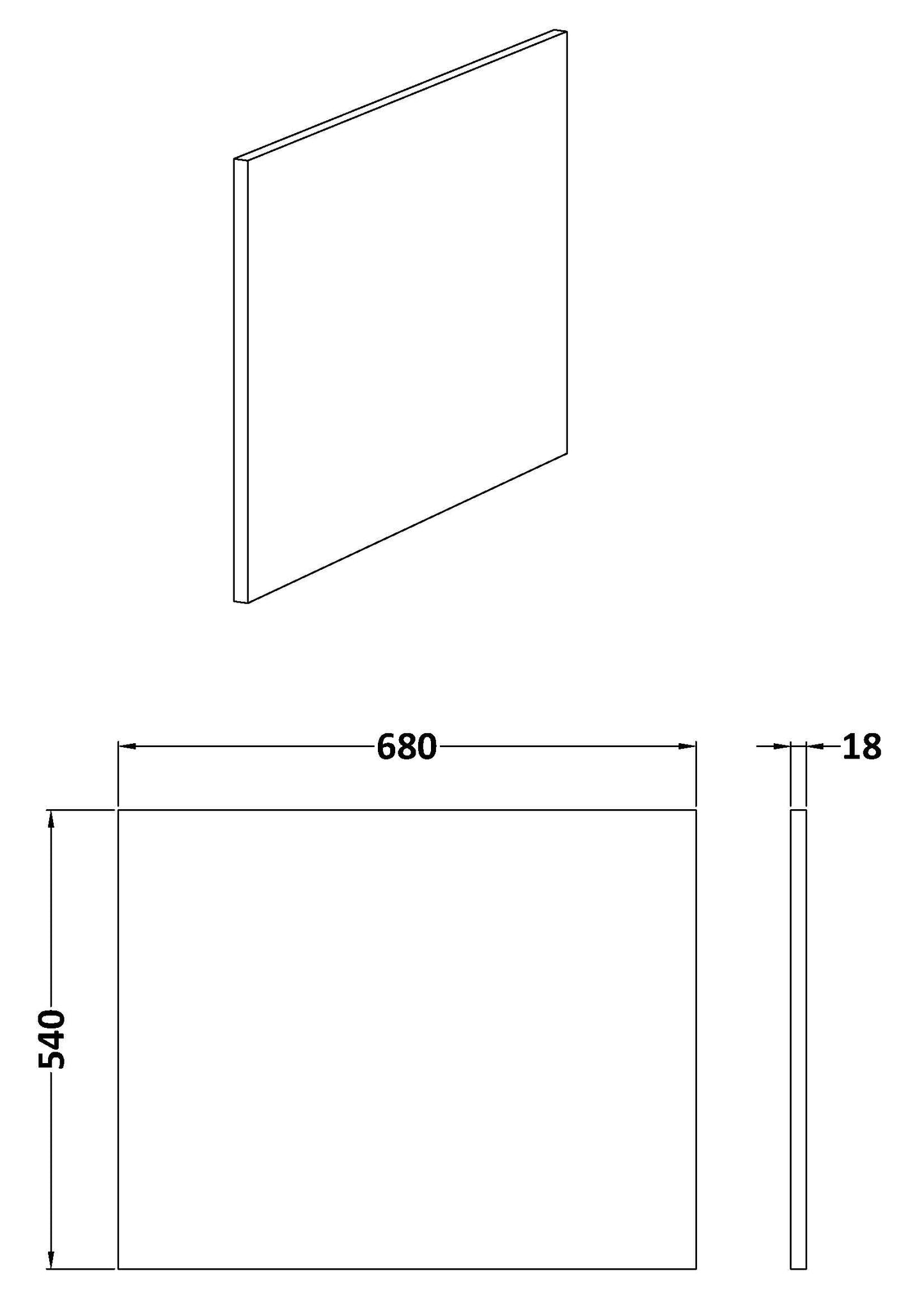 Nuie 700mm Offset End Panel Waterproof