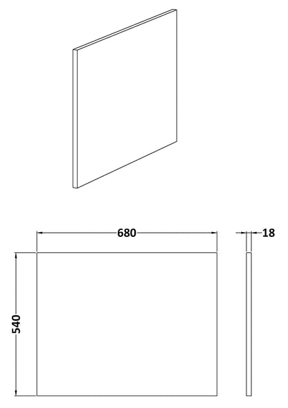 Nuie 700mm Offset End Panel Waterproof