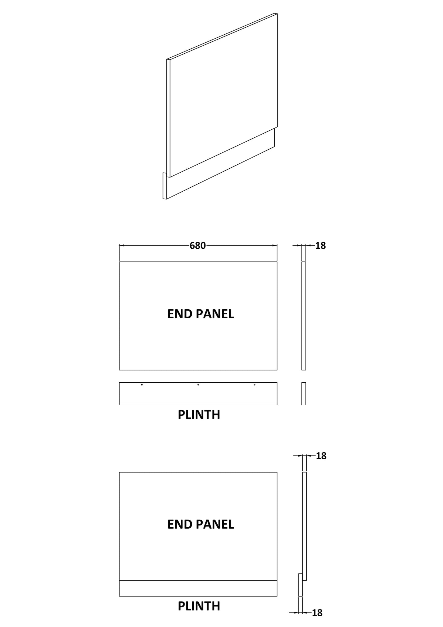 Hudson Reed Fusion & Fitted Straight Bath End Panel