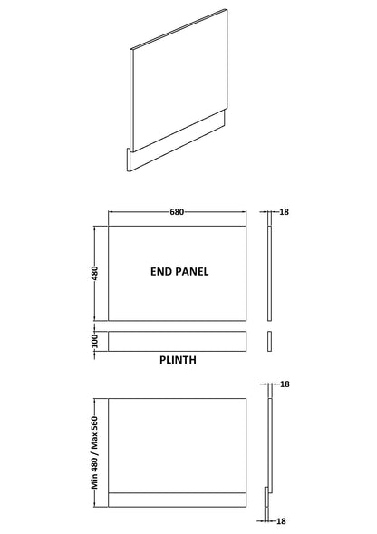 Nuie MDF/MFC Standard End Bath Panels